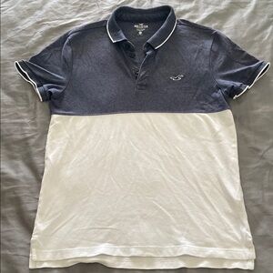 Hollister Blue and White Color Block Polo